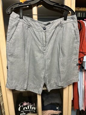 Willi Smith Light Gray Linen-Blend Women's Shorts